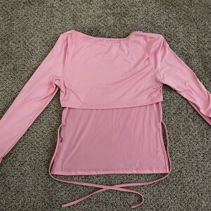Pink Long Sleeve Crop Top